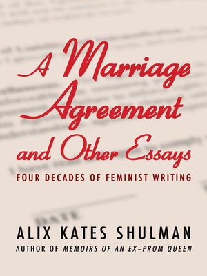 cover image of A Marriage Agreement and Other Essays